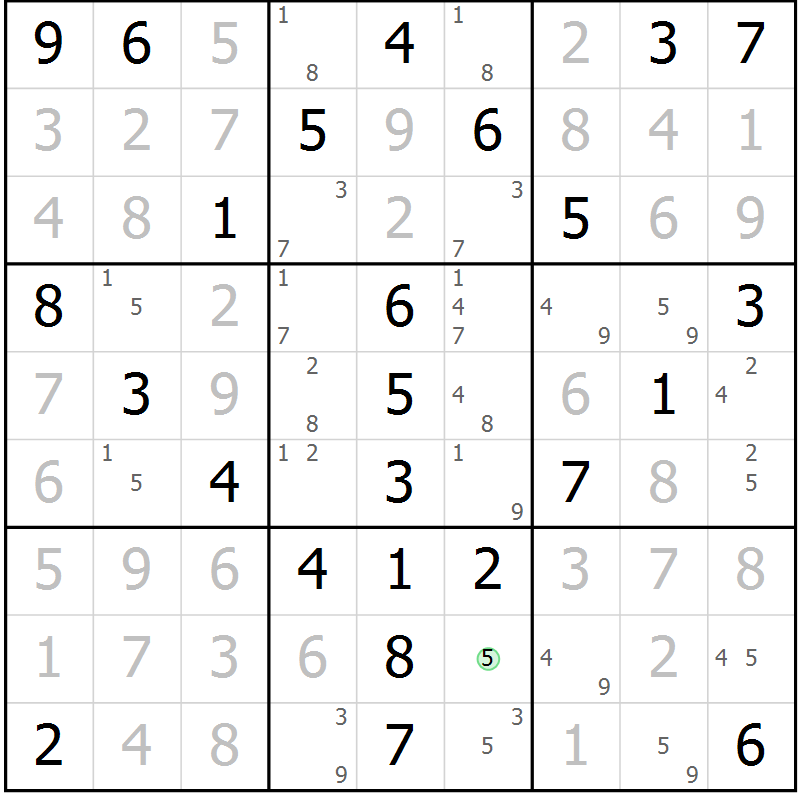 Position des candidats pour la solution de la Gr 63 page 66 du magazine de sudoku Virtuose n° 108