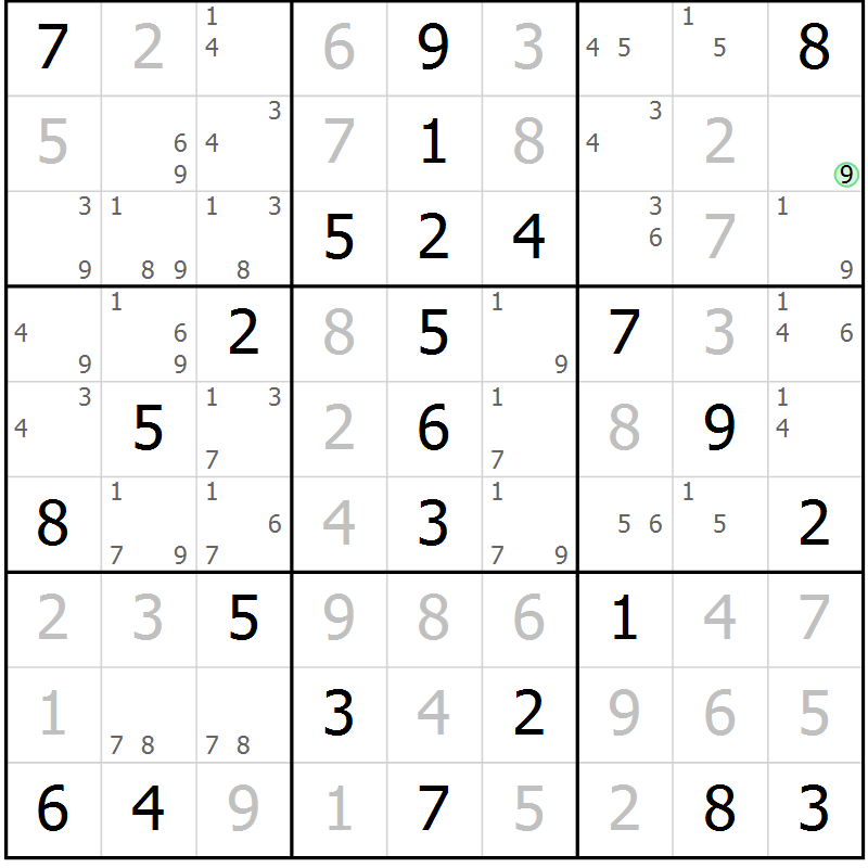 Position des candidats pour la solution de la Gr 64 page 67 du magazine de sudoku Virtuose n° 108