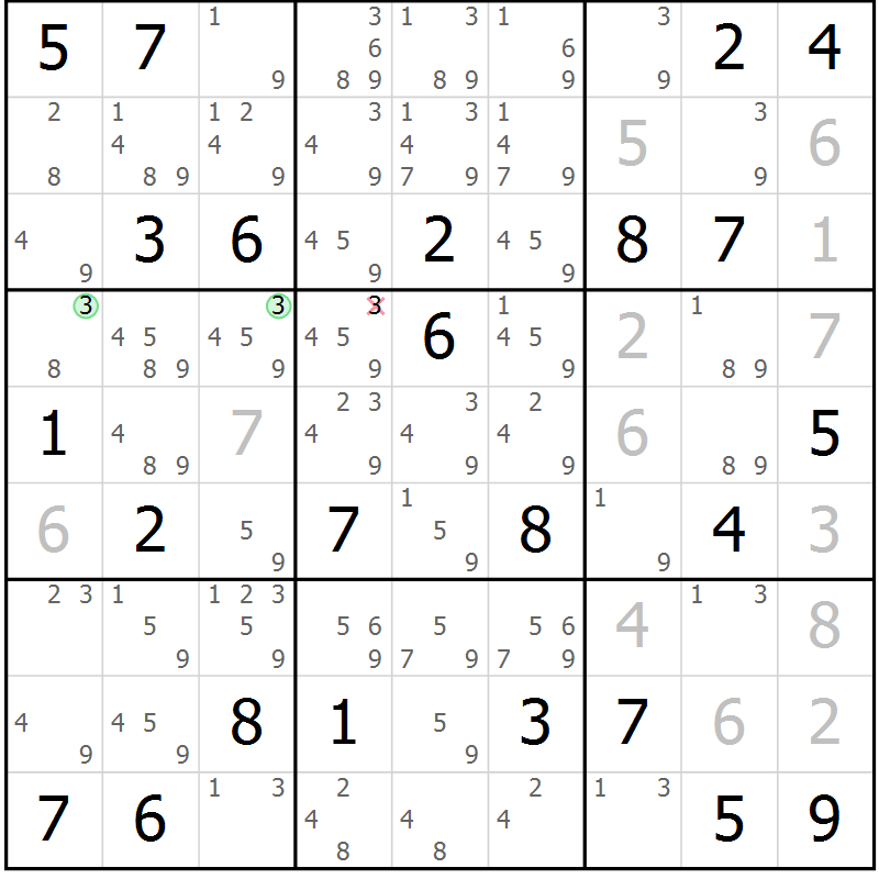 Position des candidats pour la solution de la Gr 66 page 69 du magazine de sudoku Virtuose n° 108