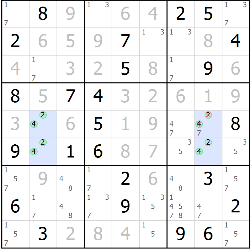 Position des candidats pour la solution de la Gr 67 page 70 du magazine de sudoku Virtuose n° 108