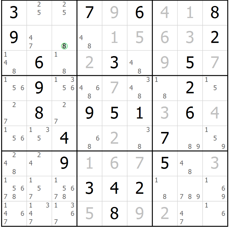 Position des candidats pour la solution de la Gr 68 page 71 du magazine de sudoku Virtuose n° 108