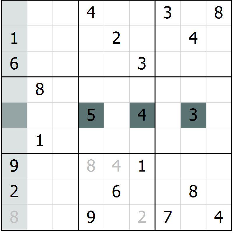 Position des candidats pour la solution de la Gr 7 page 10 du magazine de sudoku Virtuose n° 108