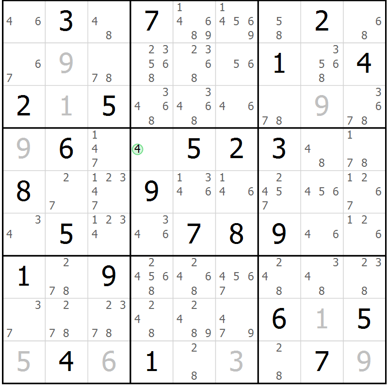 Position des candidats pour la solution de la Gr 70 page 73 du magazine de sudoku Virtuose n° 108