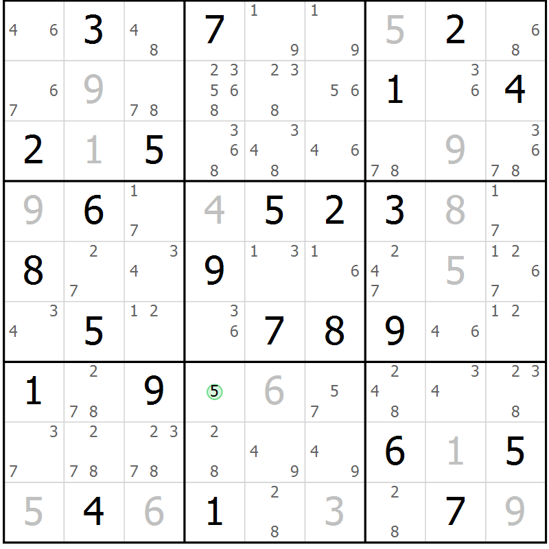 Position des candidats pour la solution de la Gr 70 page 73 du magazine de sudoku Virtuose n° 108