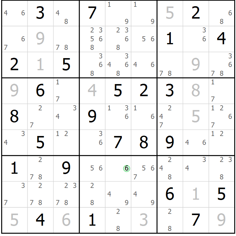 Position des candidats pour la solution de la Gr 70 page 73 du magazine de sudoku Virtuose n° 108
