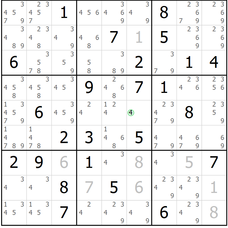 Position des candidats pour la solution de la Gr 73 page 76 du magazine de sudoku Virtuose n° 108