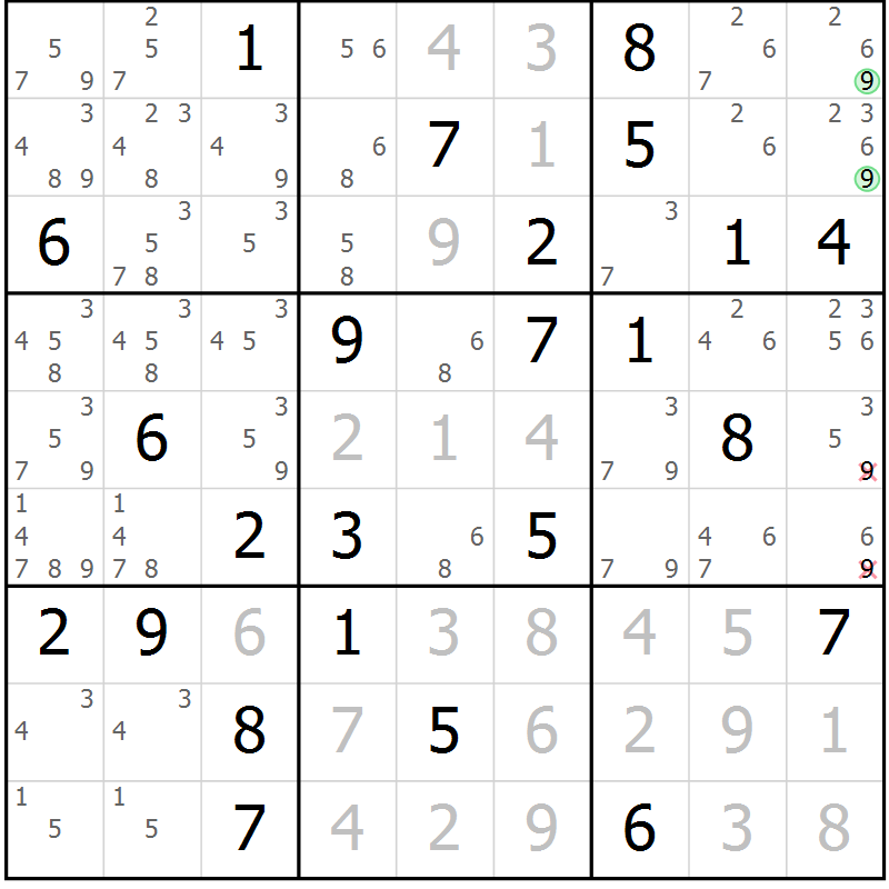 Position des candidats pour la solution de la Gr 73 page 76 du magazine de sudoku Virtuose n° 108