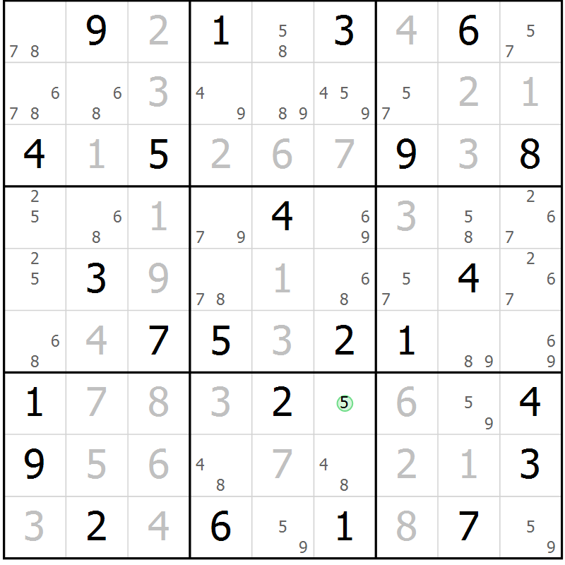 Position des candidats pour la solution de la Gr 75 page 78 du magazine de sudoku Virtuose n° 108