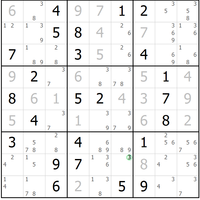 Position des candidats pour la solution de la Gr 78 page 81 du magazine de sudoku Virtuose n° 108