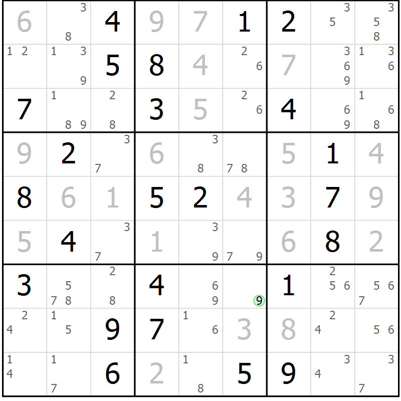Position des candidats pour la solution de la Gr 78 page 81 du magazine de sudoku Virtuose n° 108