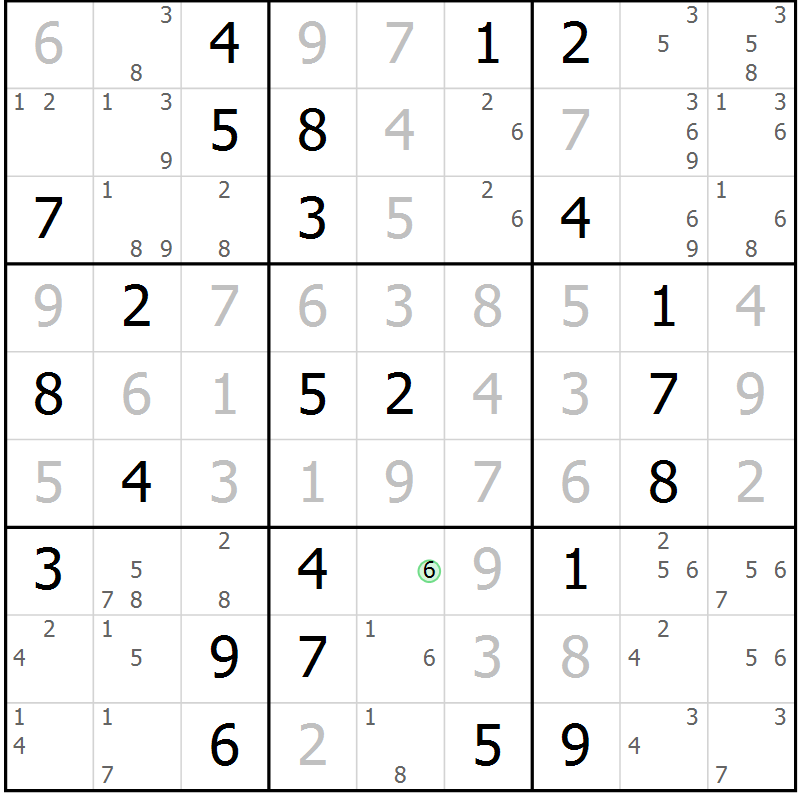 Position des candidats pour la solution de la Gr 78 page 81 du magazine de sudoku Virtuose n° 108