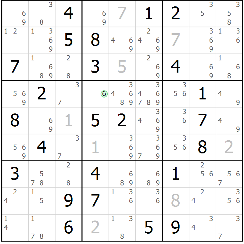 Position des candidats pour la solution de la Gr 78 page 81 du magazine de sudoku Virtuose n° 108