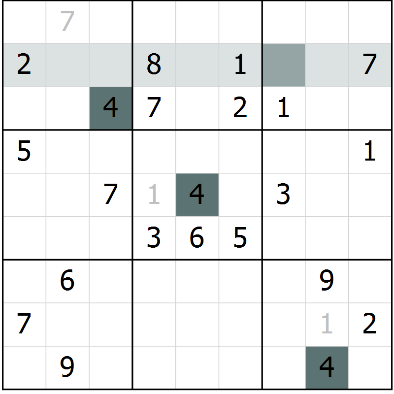Position des candidats pour la solution de la Gr 8 page 11 du magazine de sudoku Virtuose n° 108