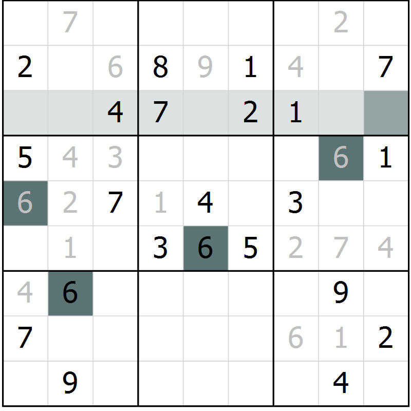 Position des candidats pour la solution de la Gr 8 page 11 du magazine de sudoku Virtuose n° 108