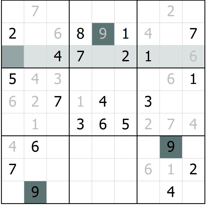Position des candidats pour la solution de la Gr 8 page 11 du magazine de sudoku Virtuose n° 108