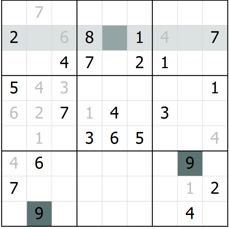 Position des candidats pour la solution de la Gr 8 page 11 du magazine de sudoku Virtuose n° 108