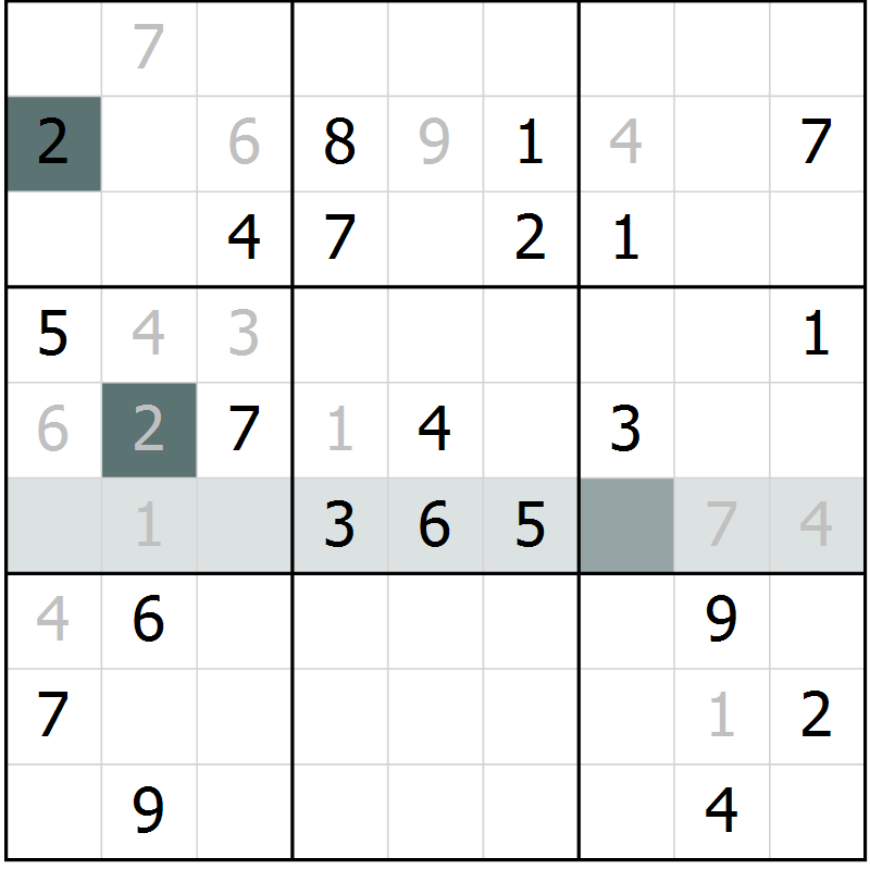 Position des candidats pour la solution de la Gr 8 page 11 du magazine de sudoku Virtuose n° 108