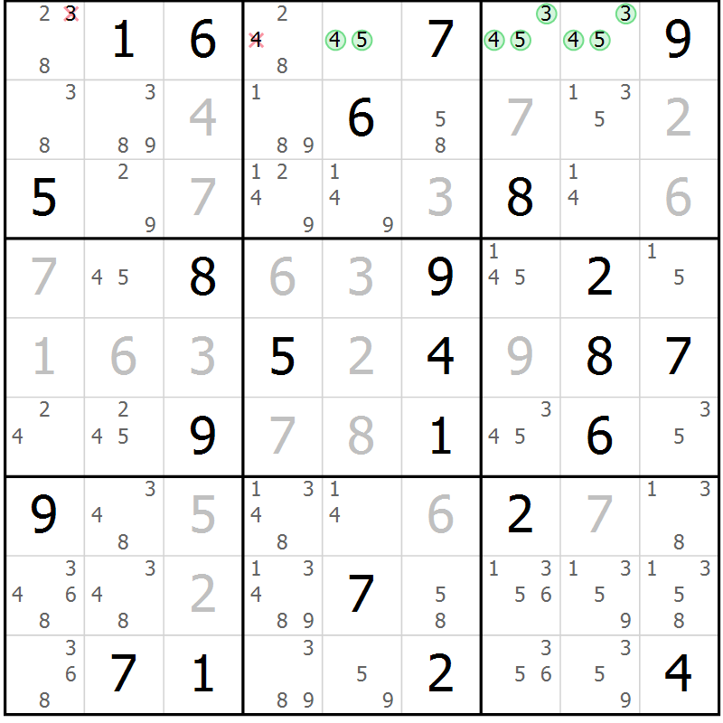 Position des candidats pour la solution de la Gr 80 page 83 du magazine de sudoku Virtuose n° 108