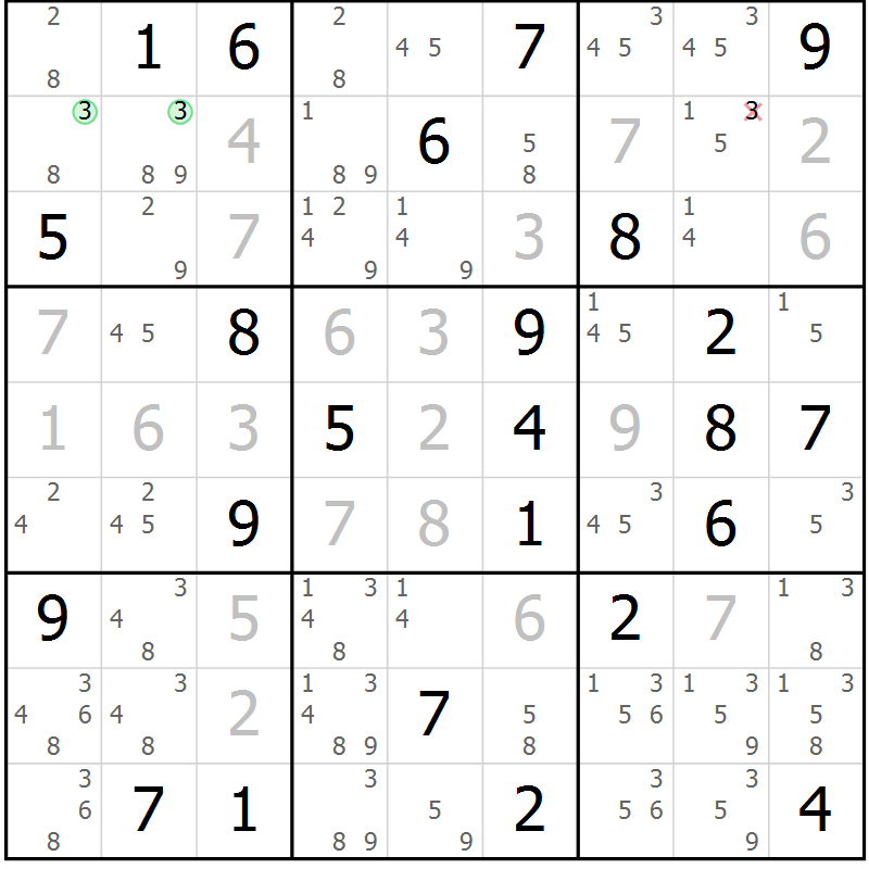 Position des candidats pour la solution de la Gr 80 page 83 du magazine de sudoku Virtuose n° 108