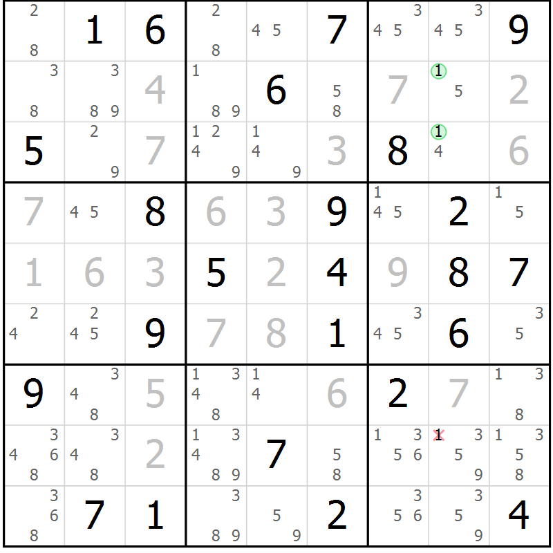 Position des candidats pour la solution de la Gr 80 page 83 du magazine de sudoku Virtuose n° 108