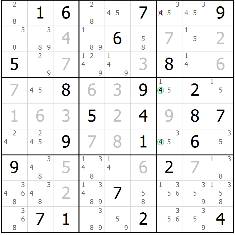 Position des candidats pour la solution de la Gr 80 page 83 du magazine de sudoku Virtuose n° 108