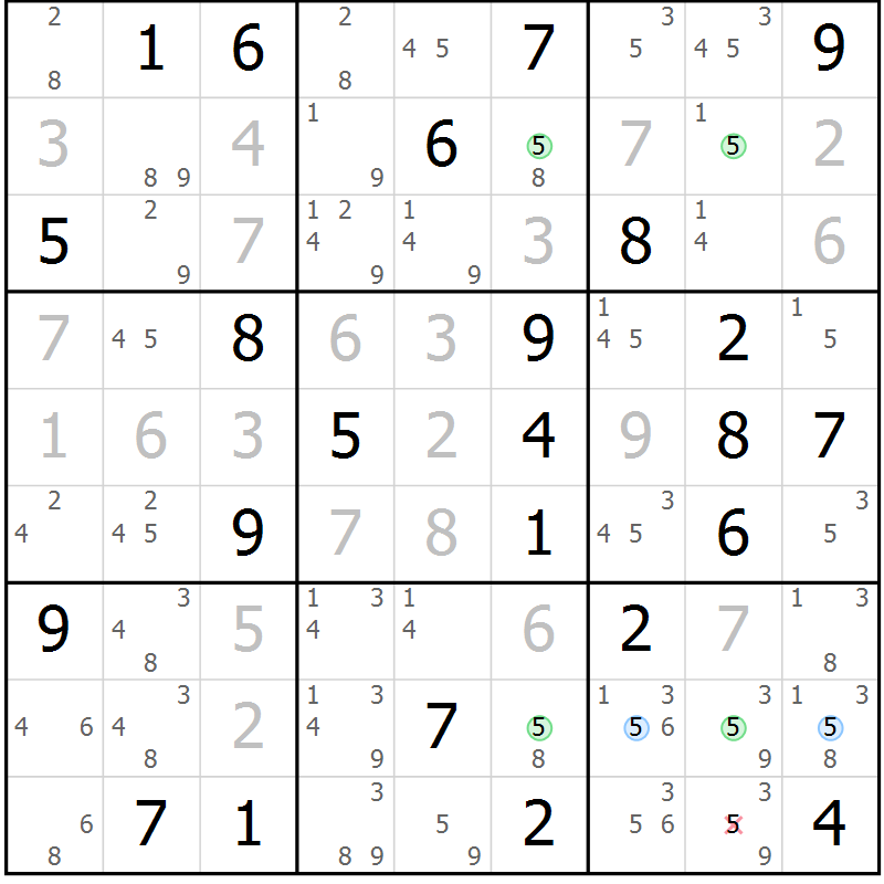 Position des candidats pour la solution de la Gr 80 page 83 du magazine de sudoku Virtuose n° 108