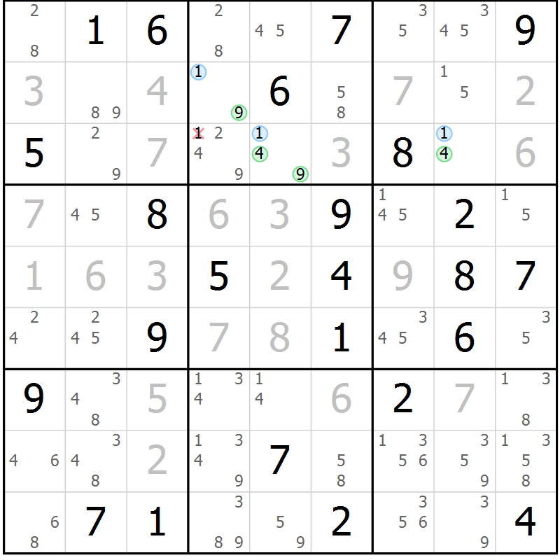 Position des candidats pour la solution de la Gr 80 page 83 du magazine de sudoku Virtuose n° 108