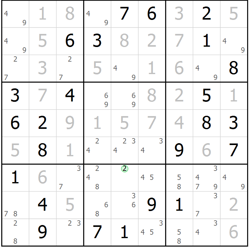 Position des candidats pour la solution de la Gr 83 page 86 du magazine de sudoku Virtuose n° 108