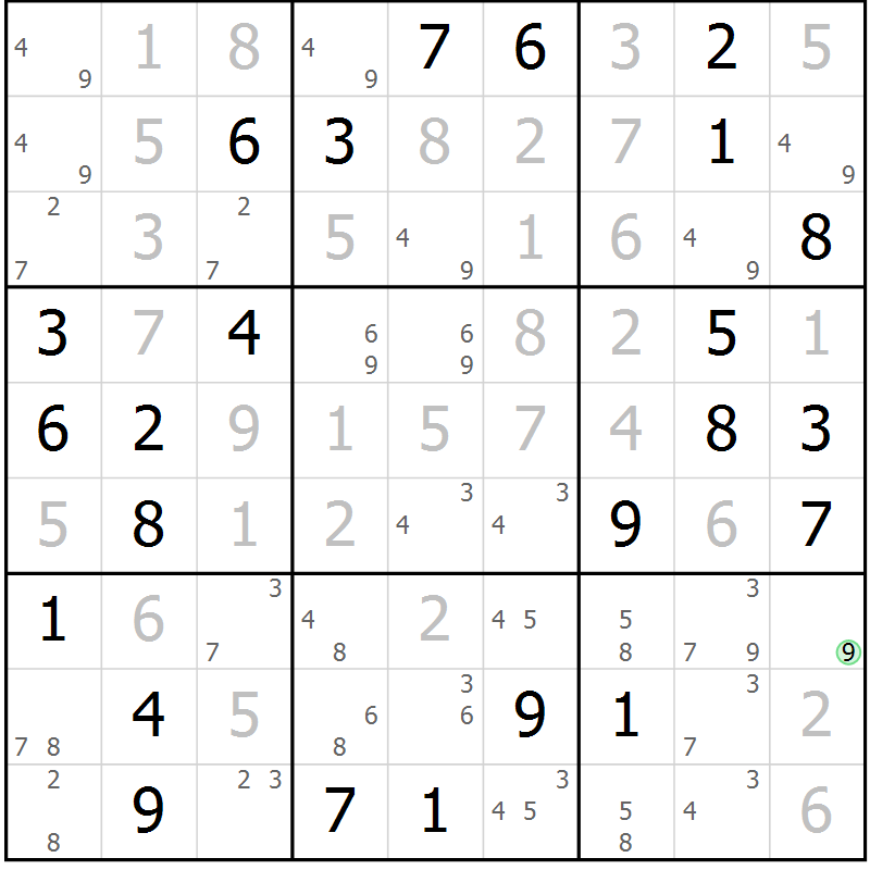 Position des candidats pour la solution de la Gr 83 page 86 du magazine de sudoku Virtuose n° 108