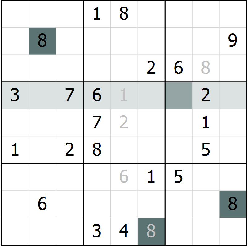 Position des candidats pour la solution de la Gr 9 page 12 du magazine de sudoku Virtuose n° 108