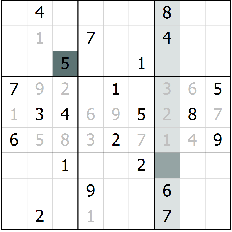 Position des candidats pour la solution de la Gr 1 page 4 du magazine de sudoku Virtuose n° 109