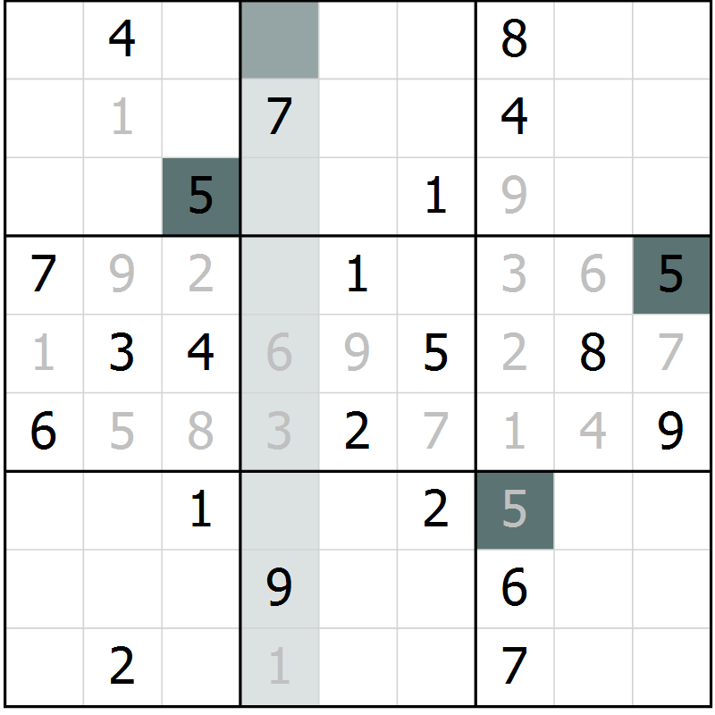 Position des candidats pour la solution de la Gr 1 page 4 du magazine de sudoku Virtuose n° 109