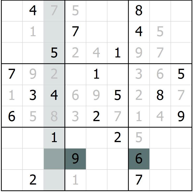 Position des candidats pour la solution de la Gr 1 page 4 du magazine de sudoku Virtuose n° 109