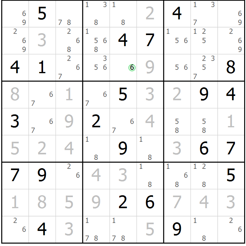 Position des candidats pour la solution de la Gr 10 page 13 du magazine de sudoku Virtuose n° 109