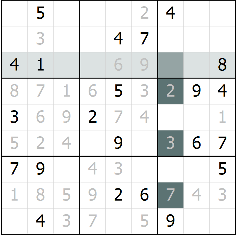 Position des candidats pour la solution de la Gr 10 page 13 du magazine de sudoku Virtuose n° 109
