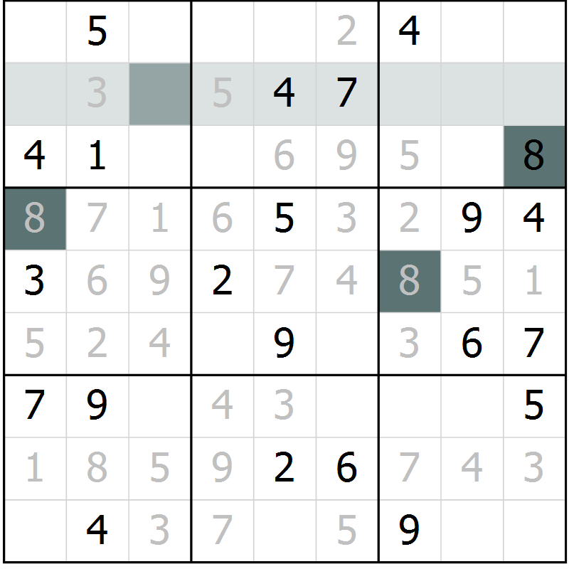 Position des candidats pour la solution de la Gr 10 page 13 du magazine de sudoku Virtuose n° 109
