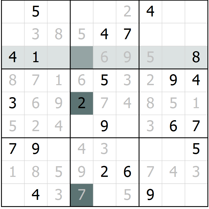 Position des candidats pour la solution de la Gr 10 page 13 du magazine de sudoku Virtuose n° 109