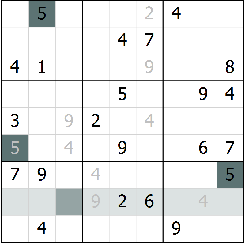 Position des candidats pour la solution de la Gr 10 page 13 du magazine de sudoku Virtuose n° 109