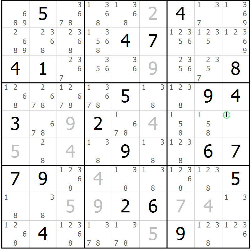 Position des candidats pour la solution de la Gr 10 page 13 du magazine de sudoku Virtuose n° 109
