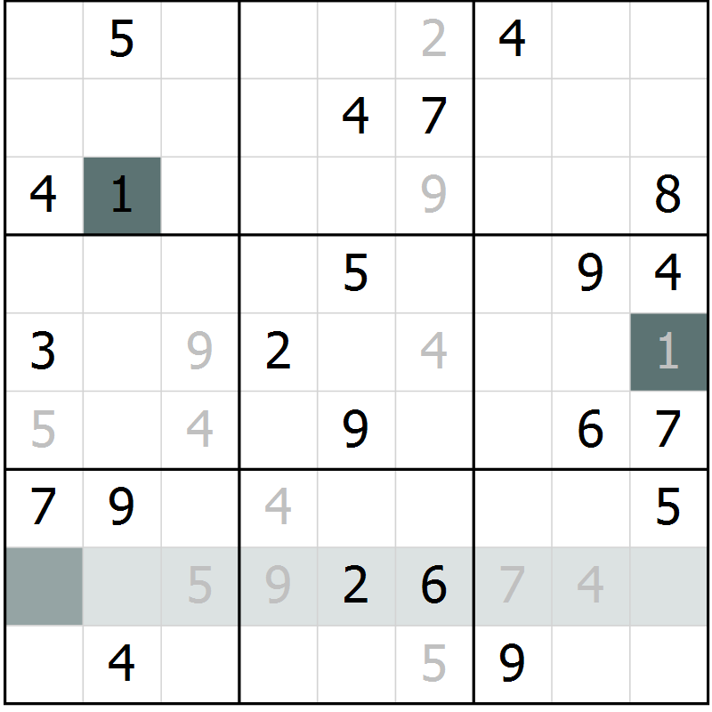 Position des candidats pour la solution de la Gr 10 page 13 du magazine de sudoku Virtuose n° 109
