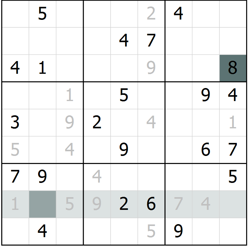 Position des candidats pour la solution de la Gr 10 page 13 du magazine de sudoku Virtuose n° 109