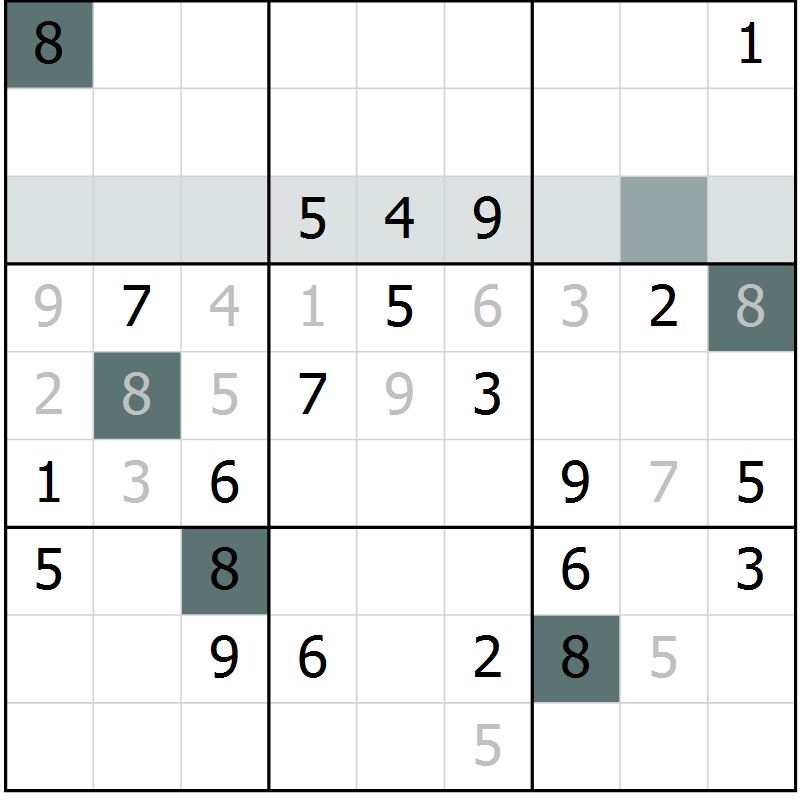 Position des candidats pour la solution de la Gr 11 page 14 du magazine de sudoku Virtuose n° 109