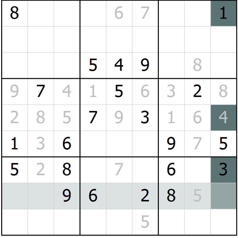 Position des candidats pour la solution de la Gr 11 page 14 du magazine de sudoku Virtuose n° 109