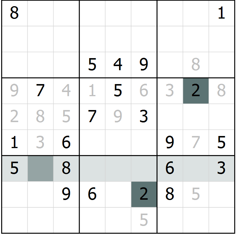 Position des candidats pour la solution de la Gr 11 page 14 du magazine de sudoku Virtuose n° 109