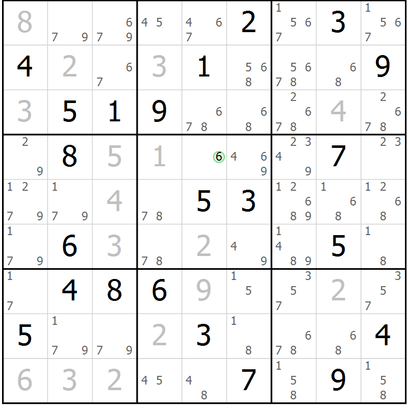 Position des candidats pour la solution de la Gr 13 page 16 du magazine de sudoku Virtuose n° 109