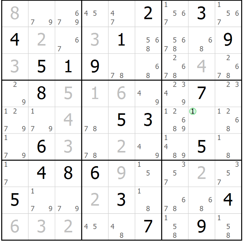 Position des candidats pour la solution de la Gr 13 page 16 du magazine de sudoku Virtuose n° 109