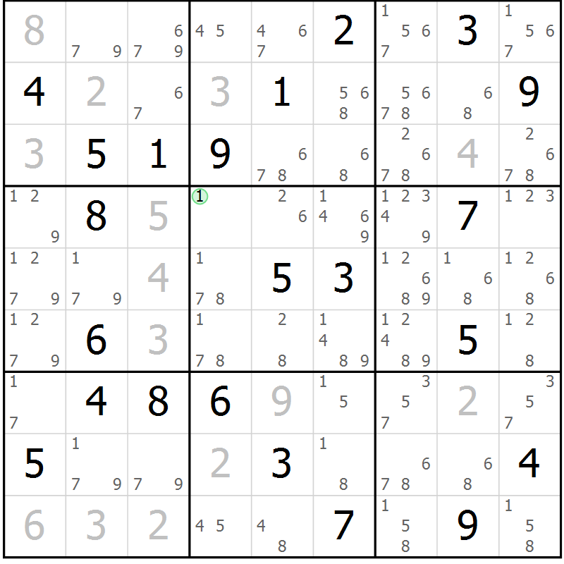 Position des candidats pour la solution de la Gr 13 page 16 du magazine de sudoku Virtuose n° 109