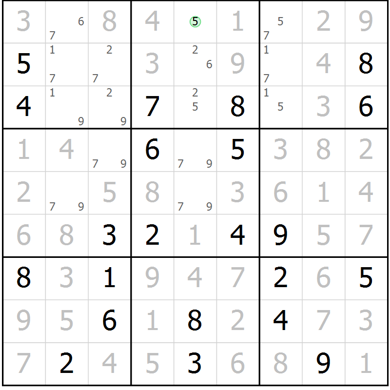 Position des candidats pour la solution de la Gr 14 page 17 du magazine de sudoku Virtuose n° 109