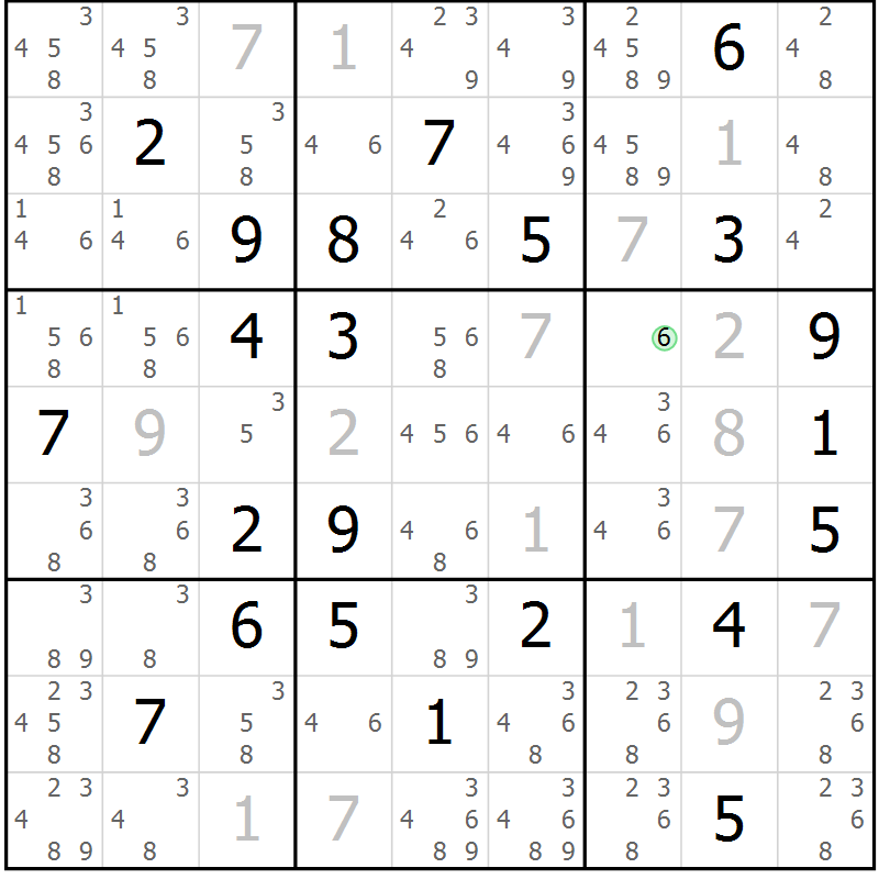 Position des candidats pour la solution de la Gr 16 page 19 du magazine de sudoku Virtuose n° 109