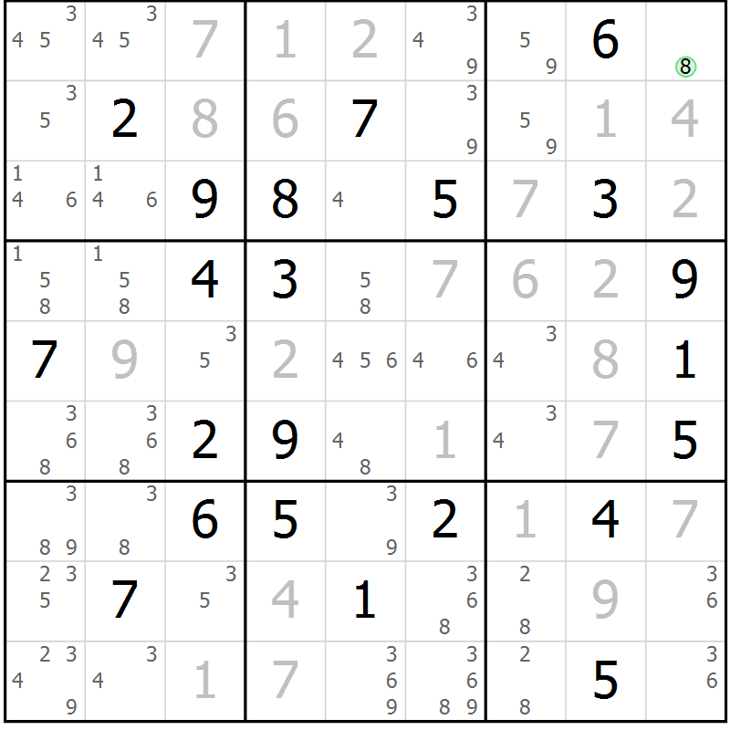 Position des candidats pour la solution de la Gr 16 page 19 du magazine de sudoku Virtuose n° 109